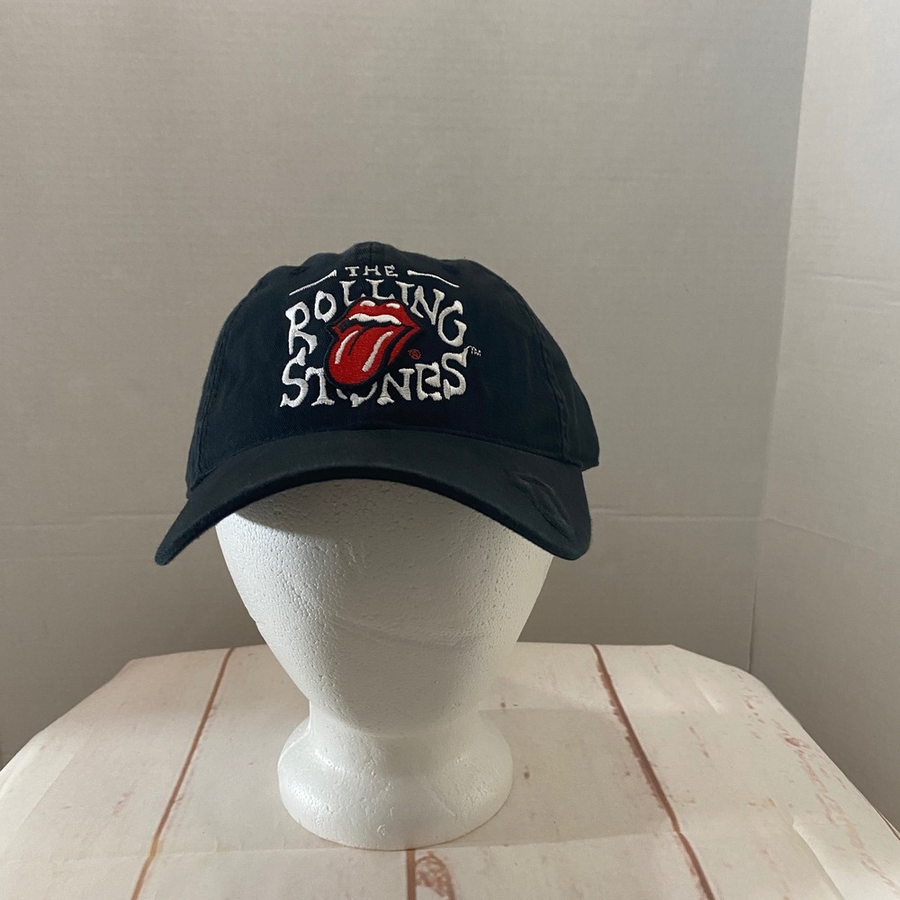 The Rolling Stones Black Baseball Hat Anoma Embroidered Logo Cap 2005 RST Inc